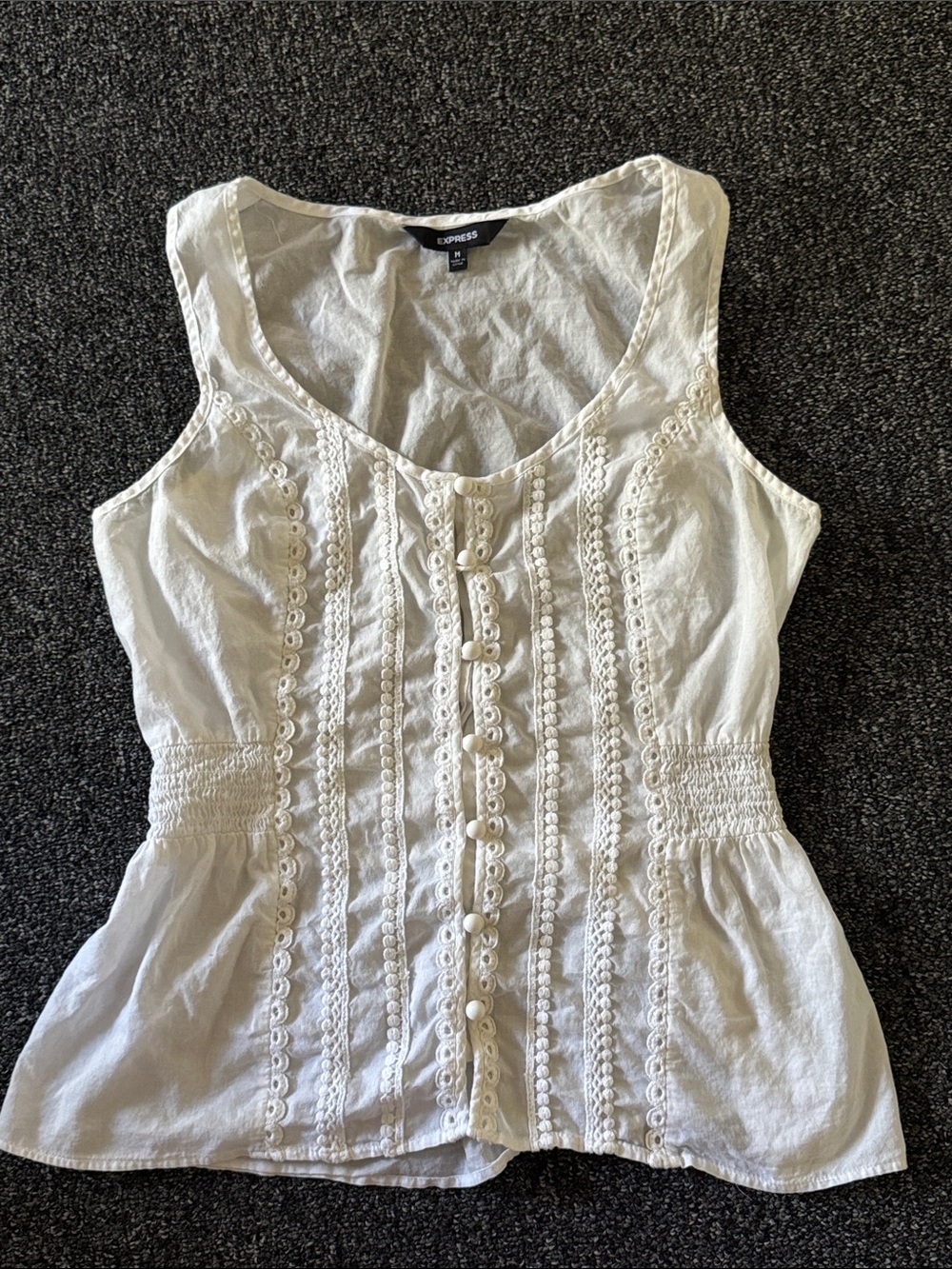 EXPRESS White Cotton Eyelet Tank - Size M